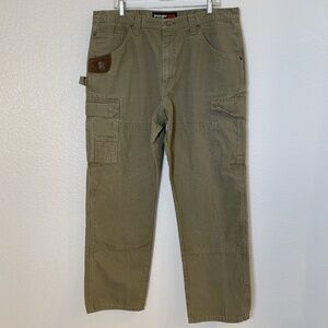 Men's Wrangler Riggs Workwear Ripstop Khaki Carpenter Pants Style 3W060BR 38X32